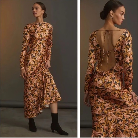 Significant Other Dresses & Skirts - SIGNIFICANT OTHER AIIFOS Evie Pleated Cut-Out Midi Dress, Floral Long Sleeve